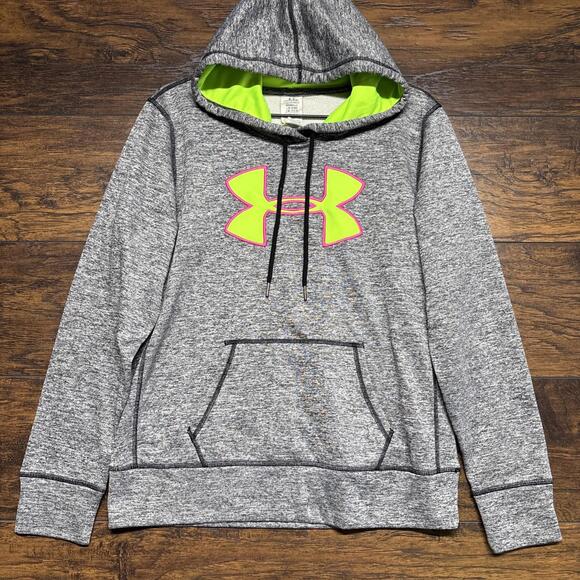Under armour ColdGear Women’s Hoodie - Greay, Neon Logo - Size Medium Loose Fit - Picture 1 of 5